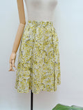 1950s Chartreuse leaf print cotton skirt - Extra small