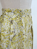 1950s Chartreuse leaf print cotton skirt - Extra small