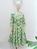 1950s Printed cotton day dress - Small
