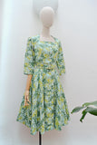 1950s Printed cotton day dress - Small
