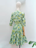 1950s Printed cotton day dress - Small