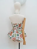 1950s Novelty print swim set - Extra small Small