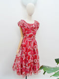 1950s Nylon full skirt dress - Large