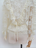 1980s Victoriana lace blouse - Medium