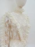 1980s Victoriana lace blouse - Medium