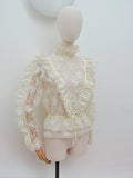 1980s Victoriana lace blouse - Medium