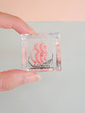 1950s Reverse carved lucite ship brooch