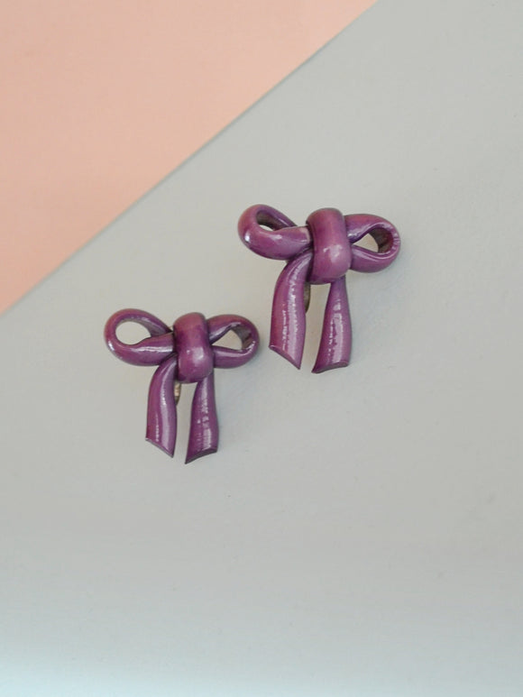 1940s Celluloid bow earrings