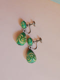 1930s 40s Carved Galalith drop earrings