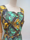 1950s Printed cotton dress with pocket - Medium