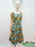 1950s Printed cotton dress with pocket - Medium