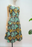1950s Printed cotton dress with pocket - Medium