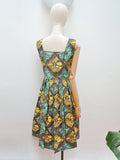 1950s Printed cotton dress with pocket - Medium