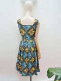 1950s Printed cotton dress with pocket - Medium
