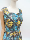 1950s Printed cotton dress with pocket - Medium