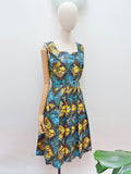 1950s Printed cotton dress with pocket - Medium
