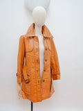 1970s Woven leather belted jacket - Small