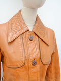 1970s Woven leather belted jacket - Small