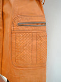 1970s Woven leather belted jacket - Small