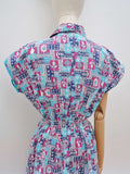 1940s Printed cotton dress - Small Medium
