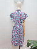 1940s Printed cotton dress - Small Medium