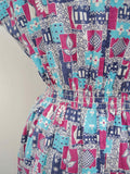 1940s Printed cotton dress - Small Medium