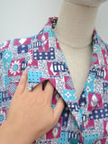 1940s Printed cotton dress - Small Medium