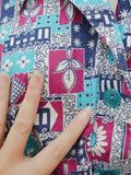 1940s Printed cotton dress - Small Medium