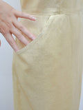 1960s Gold Lamé dress with pockets - Small