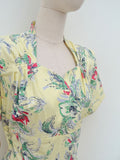 1940s Printed cotton dress - Small Medium