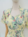 1940s Printed cotton dress - Small Medium