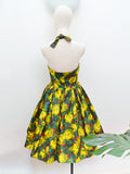 1950s Floral halterneck party dress - Small