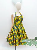 1950s Floral halterneck party dress - Small