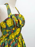 1950s Floral halterneck party dress - Small