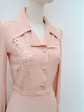 1940s Embroidered crepe dress - Extra small