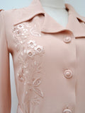 1940s Embroidered crepe dress - Extra small