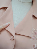 1940s Embroidered crepe dress - Extra small