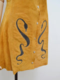 1970s Snake applique suede dress - Extra small Small