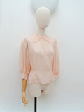1940s Sheer pinstripe blouse - Small