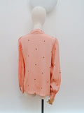 70s does 40s Embroidered silk blouse - Medium