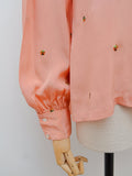 70s does 40s Embroidered silk blouse - Medium
