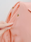 70s does 40s Embroidered silk blouse - Medium