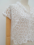 1950s White lace day blouse - Small