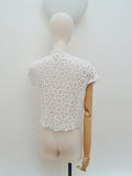 1950s White lace day blouse - Small