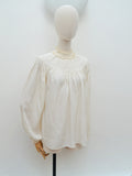 1930s Smocked rayon blouse - Small Medium