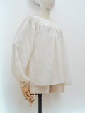 1930s Smocked rayon blouse - Small Medium