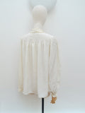 1930s Smocked rayon blouse - Small Medium