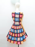 1950s Windowpane printed summer dress - Small