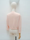 1950s Beaded floral & ribbon motif lambswool cardigan - Large