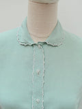 1940s Hand embroidered linen blouse - Medium